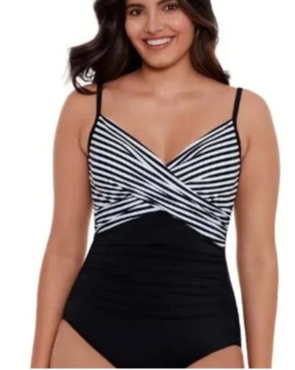 Embrace your Curves by Miracle Brands Black White One Piece Swimsuit Sz Sm